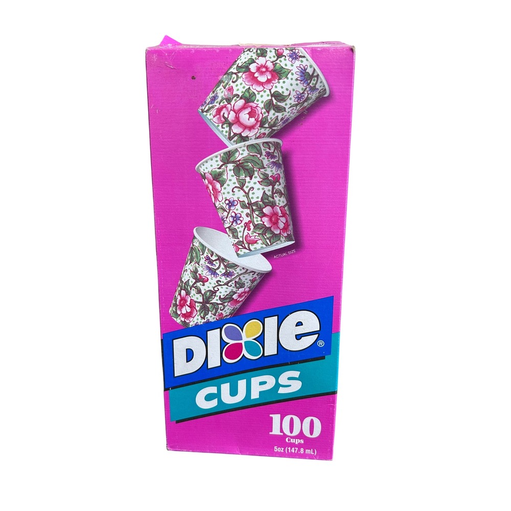 Vintage‎ Dixie Cups 5oz English Floral Design 100 Count Healthy Habits Series